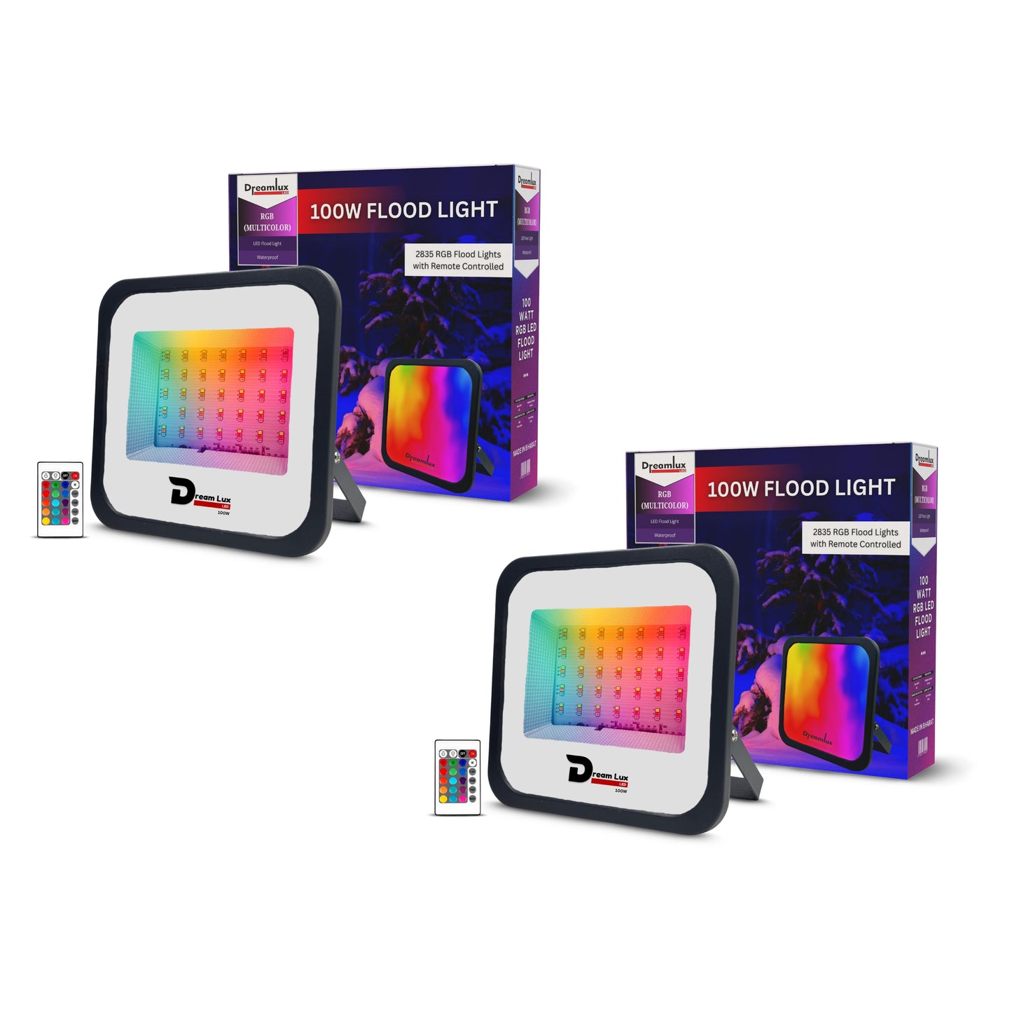 Dreamlux 100W RGB Flood Light with Remote Control | Decoration Light, 2835 LED - Color : Multicolor