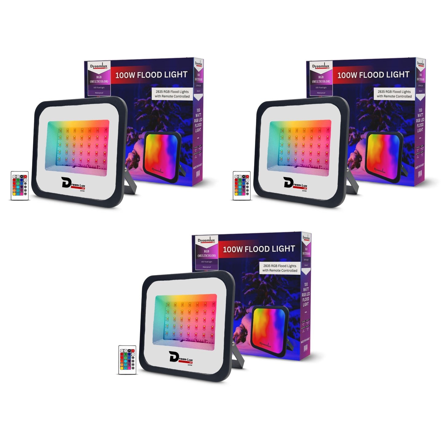 Dreamlux 100W RGB Flood Light with Remote Control | Decoration Light, 2835 LED - Color : Multicolor