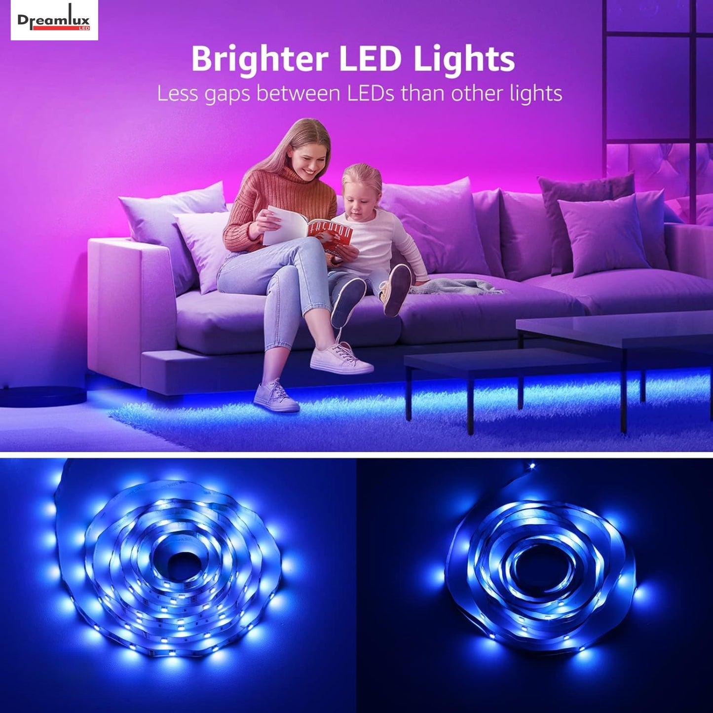 Dreamlux 5V RGB LED Strip Light 2835, 3 Meter with Remote Controller, Room Decoration, Mini Controller for TV, PC, Laptop Bias Lighting, Multi-Color Changing LED Lights for Room