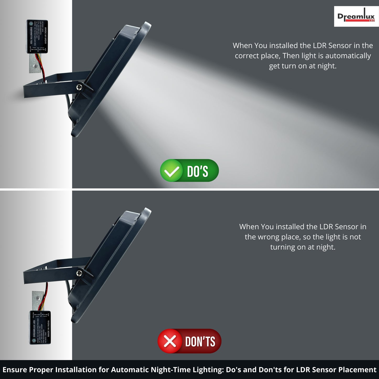 Dreamlux 60W Dusk to Dawn LED Waterproof Flood Light with Auto On/Off Day Night Sensor | BIS Approved | Aluminium Body, Color - Cool White