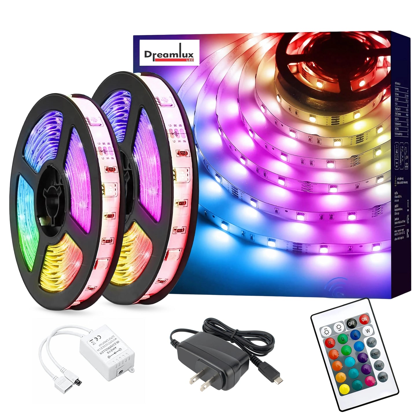 Dreamlux 5V RGB LED Strip Light 2835, 3 Meter with Remote Controller, Room Decoration, Mini Controller for TV, PC, Laptop Bias Lighting, Multi-Color Changing LED Lights for Room
