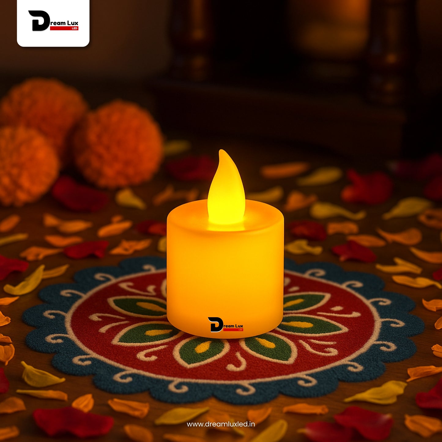 Dreamlux LED Tea Light Candles | Flameless & Smokeless Diya | Decorative Acrylic Tealight Candle for Home, Room, Table, Pooja Room & Festival Décor (Yellow)