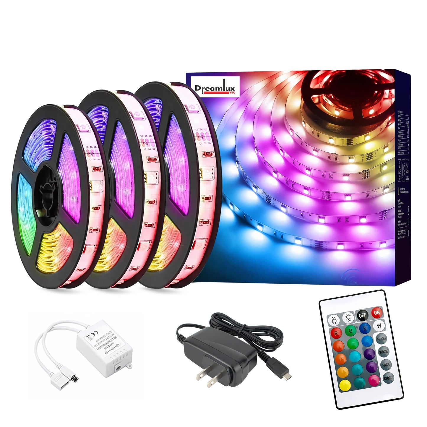Dreamlux 5V RGB LED Strip Light 2835, 3 Meter with Remote Controller, Room Decoration, Mini Controller for TV, PC, Laptop Bias Lighting, Multi-Color Changing LED Lights for Room