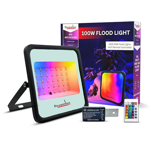 Dreamlux RGB LED Flood Light, 50Watts, LDR Sensor, Dusk to Dawn Sensor, Aluminium Housing, 16 Colours, IP66 Waterproof, 2 Years Warranty (50W RGB with LDR Sensor, Pack-1)