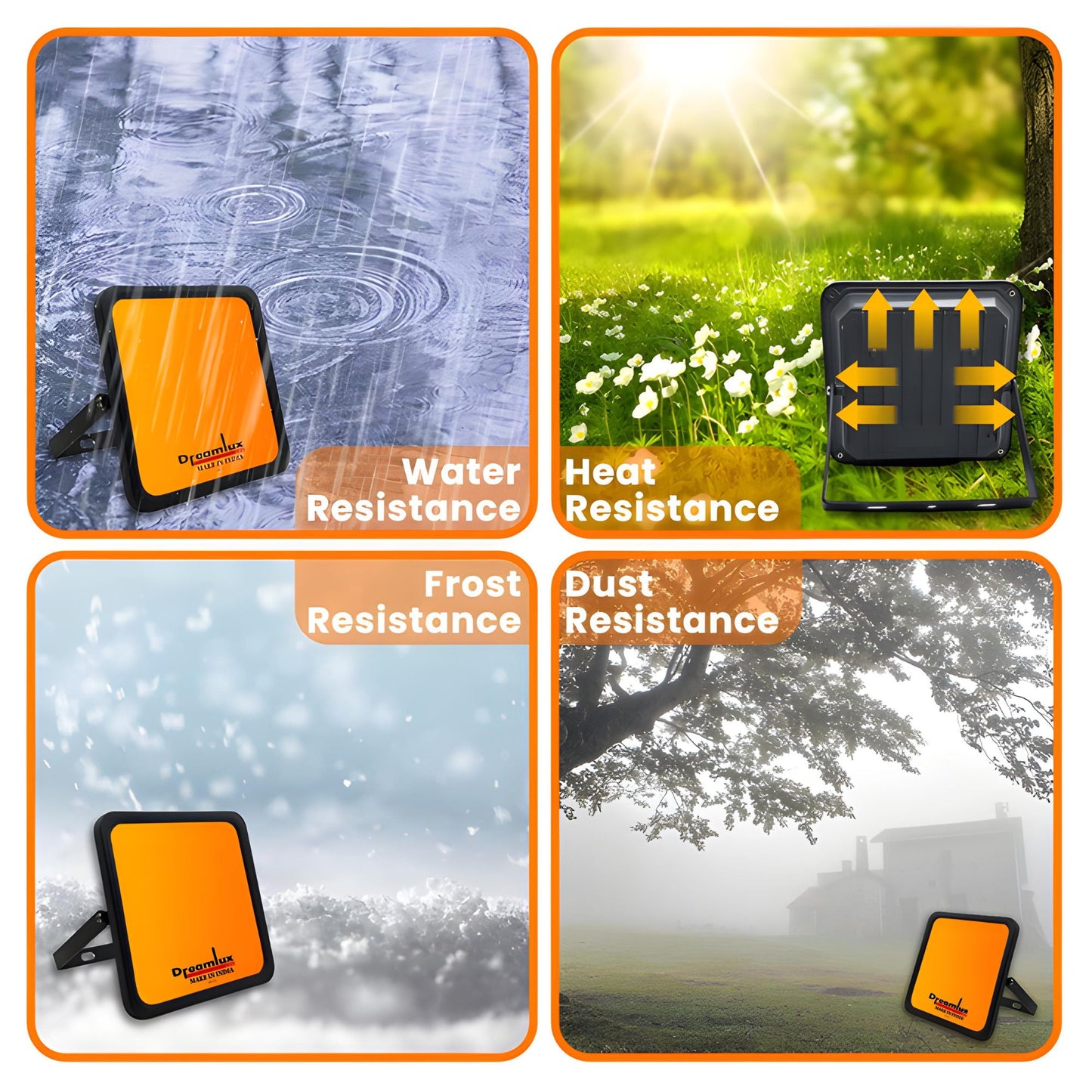 Dreamlux 60 Watt Light Down Chock | Outdoor Flood Lights IP66 Waterproof | Flood Light | Focus Lights | Ultra Bright | Aluminium Body | 85% Energy Saving,Durability (60W Orange Color)