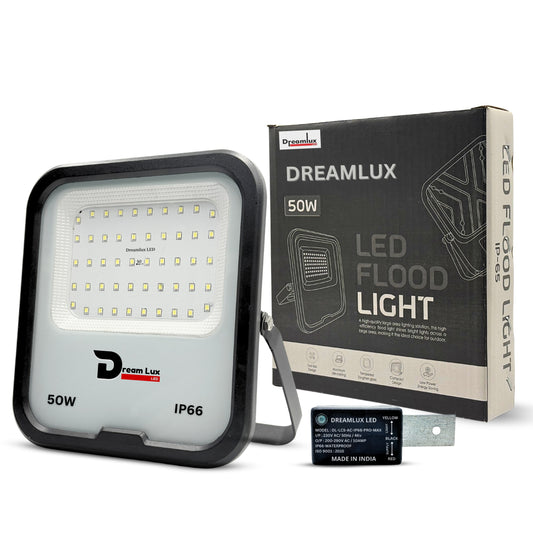 Dreamlux 50W LED Flood Light with Dusk to Dawn Sensor | Cool White 6500K | Automatic Day-Night On/Off | IP66 Waterproof, 6Kv Surge Protection Focus Light for Garden & Shop (50W, LDR Sensor)