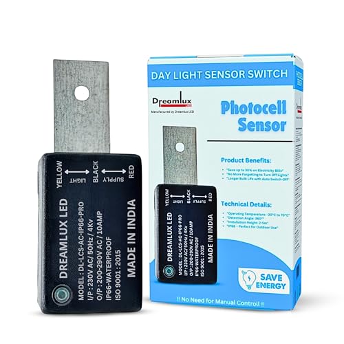 Dreamlux 10Amp 230V AC 50Hz LDR Sensor Pro - IP66 Waterproof Day Night Switch | Auto On Off | Photocell With 4kv Surge Protection
