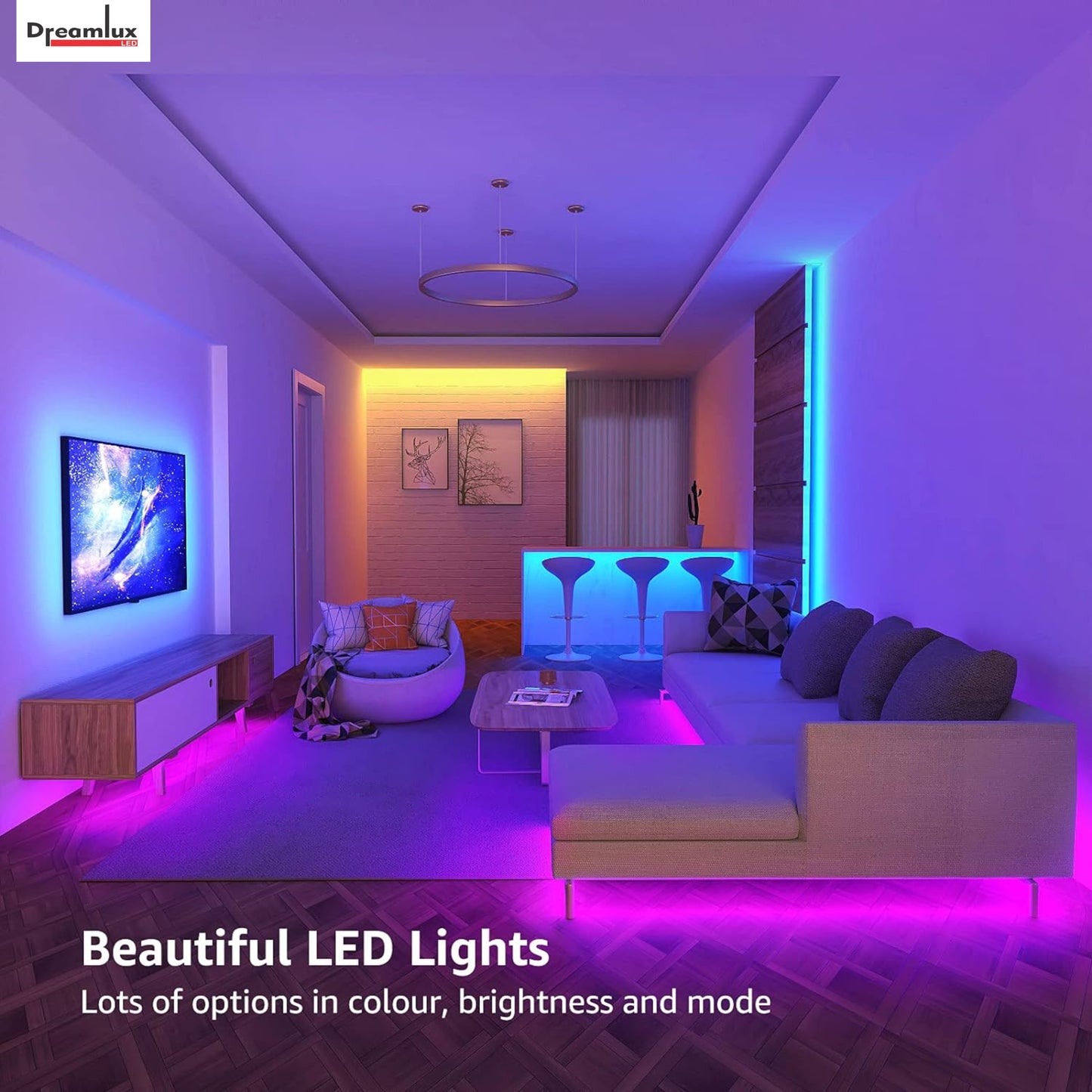 Dreamlux 5V RGB LED Strip Light 2835, 3 Meter with Remote Controller, Room Decoration, Mini Controller for TV, PC, Laptop Bias Lighting, Multi-Color Changing LED Lights for Room