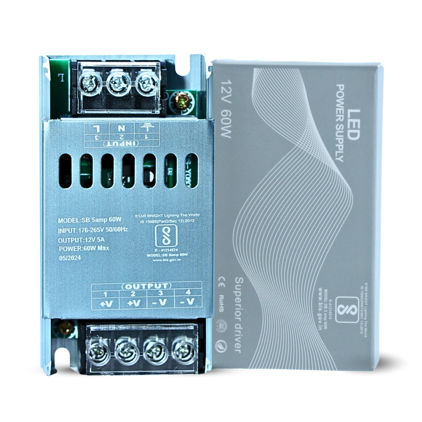 Dreamlux 12v 5amp smps Power Supply 60w Weather Proof Rainproof Suitable for LeD Signage, Strip Light, Decorate Lite, Surveillance CCTV Camera & Industrial Automation Machine and Much More(Pack-10pc)