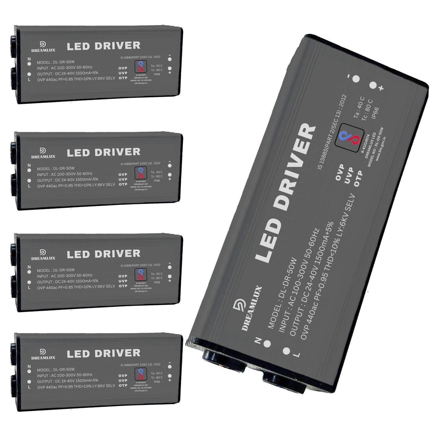 Dreamlux 50watt 1500mA IP65 Led Driver With 6Kv Surge,OVP,UVP,OTP Protection for Street/Flood Light Repairing | BIS Approved | IP65 Waterproof - (Color : Black)