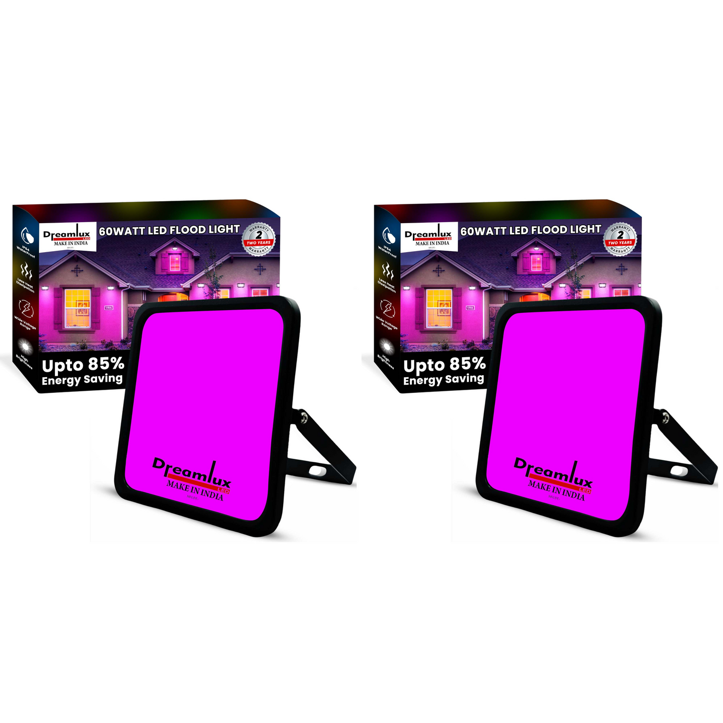 Dreamlux 60 Watt Light Down Chock | Outdoor Flood Lights IP66 Waterproof | Flood Light | Focus Lights | Ultra Bright | Aluminium Body | 85% Energy Saving,Durability (60W Pink Color)