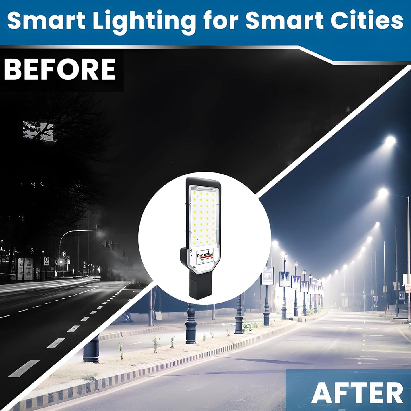 Dreamlux 50 Watt Led Street Light | IP66 Outdoor Waterproof Lens Technology Light for Home, Aluminium Body, Free Wall Mounting Clamp - Color : Cool White