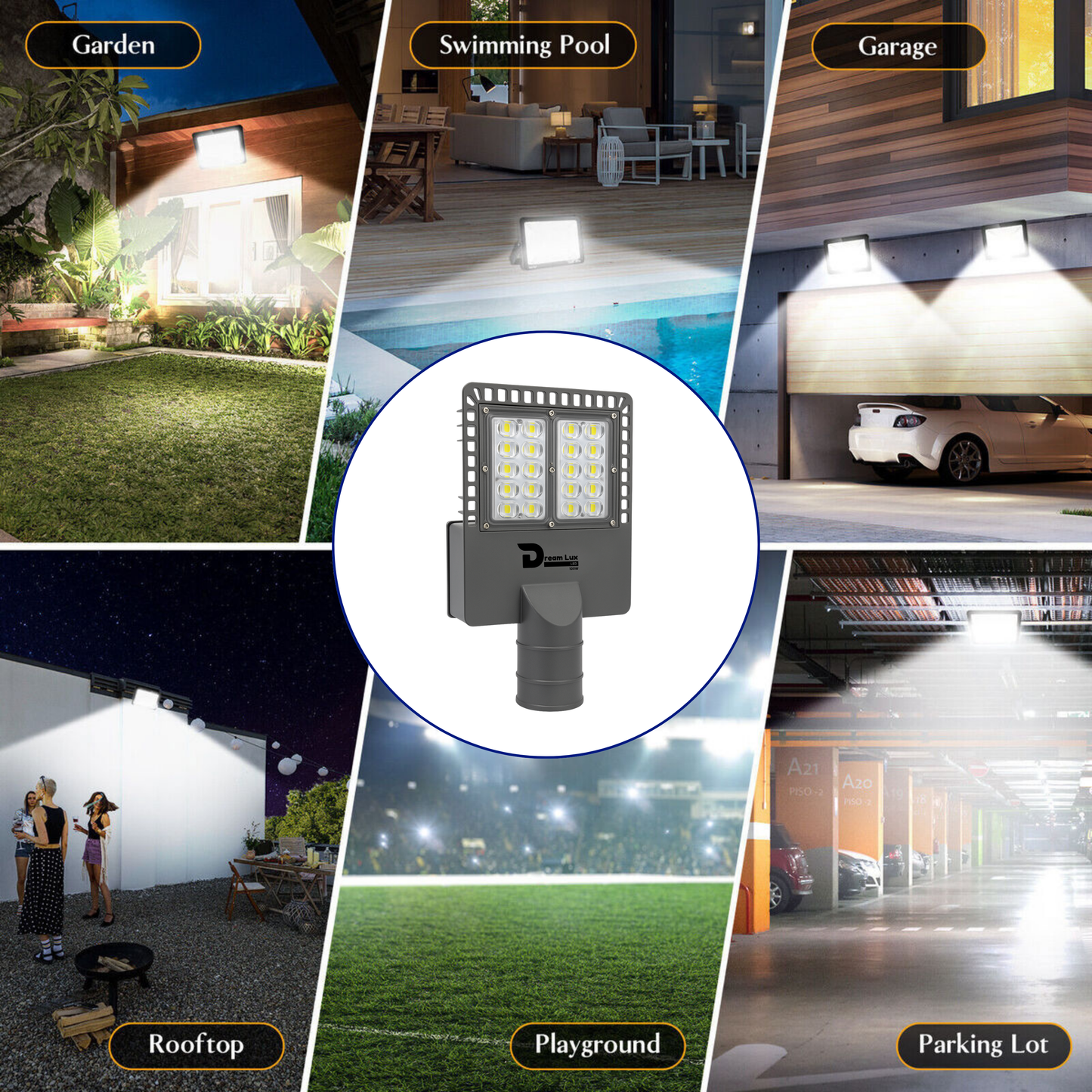 Dreamlux 100W LED Street Light with Back Cover LENS Technology | 5050 OSRAM LEDs | Wall Mount Clamp | IP66 Waterproof | 6kV Surge, UVP, OVP, LVP, SCP Protection | 190–200 LM/W | BIS/ISO Certified | 2 Year Warranty, Color : Cool White
