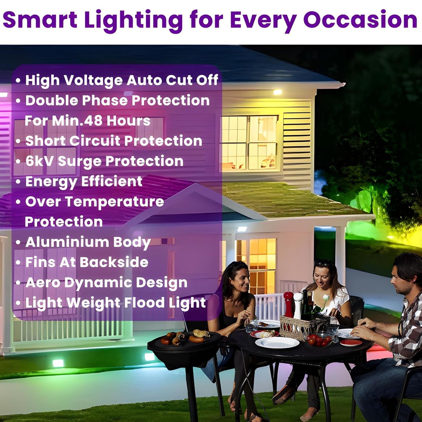 Dreamlux RGB LED Flood Light, 50Watts, LDR Sensor, Dusk to Dawn Sensor, Aluminium Housing, 16 Colours, IP66 Waterproof, 2 Years Warranty (50W RGB with LDR Sensor, Pack-1)