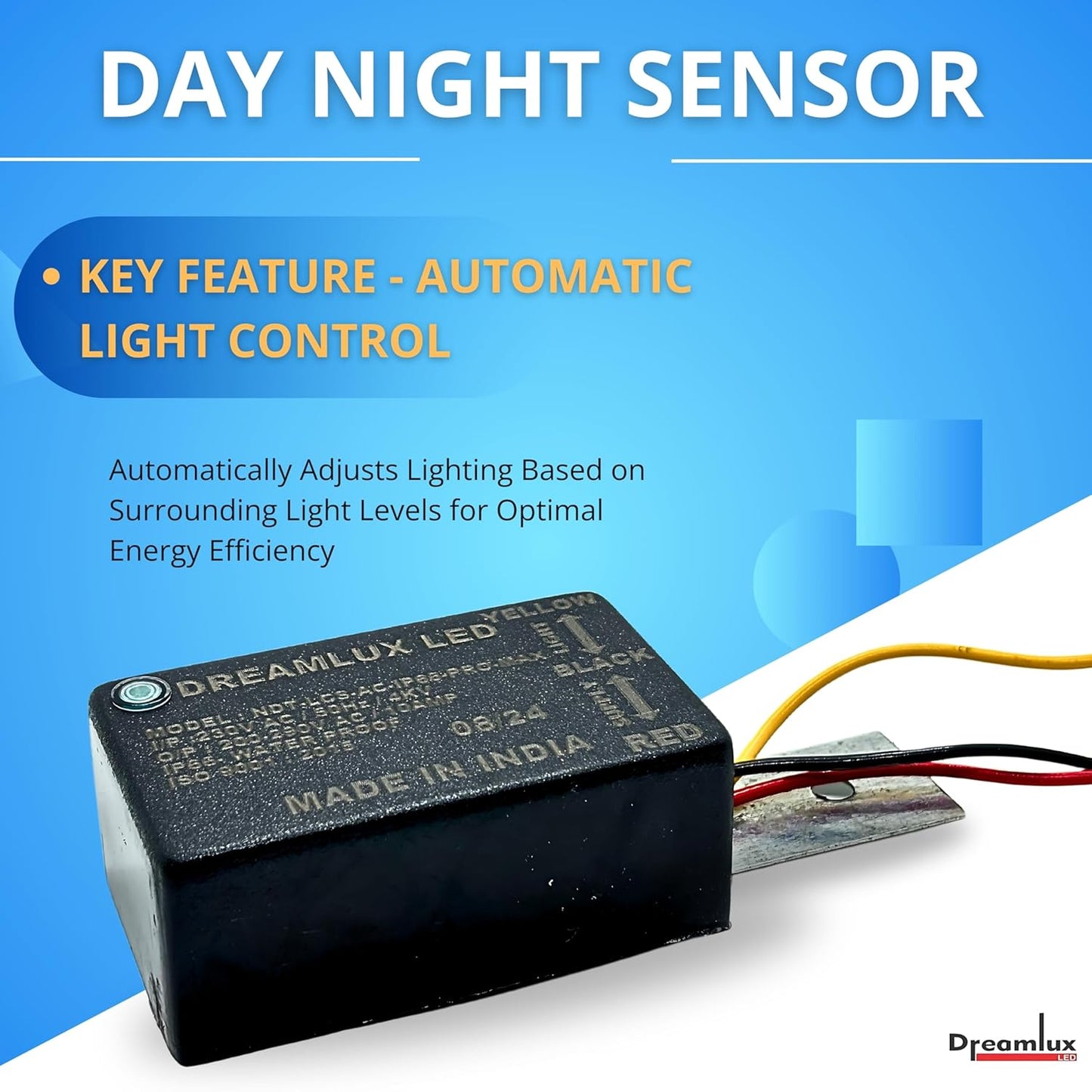 Dreamlux 10Amp 230V AC 50Hz LDR Sensor Pro - IP66 Waterproof Day Night Switch | Auto On Off | Photocell With 4kv Surge Protection