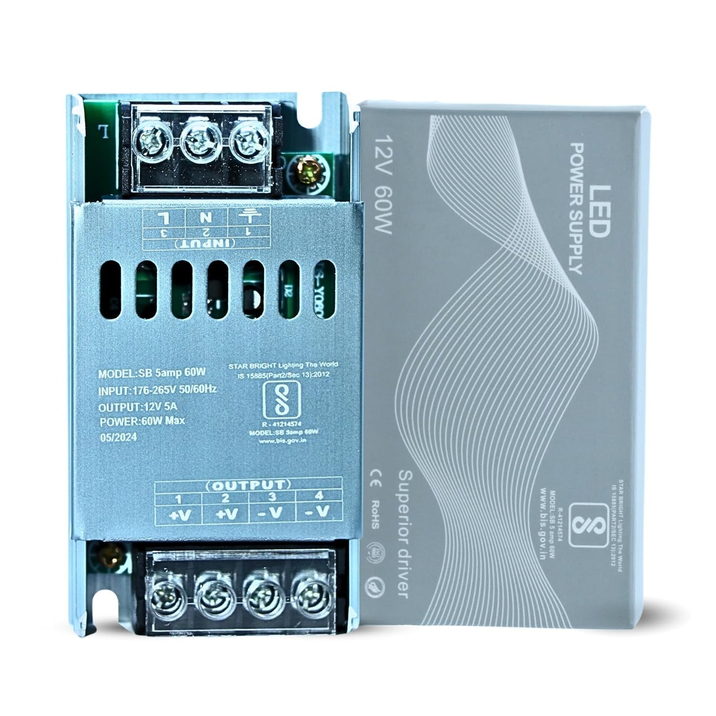 Dreamlux 12v 5amp smps Power Supply 60w Weather Proof Rainproof Suitable for LeD Signage, Strip Light, Decorate Lite, Surveillance CCTV Camera & Industrial Automation Machine and Much More(Pack-10pc)