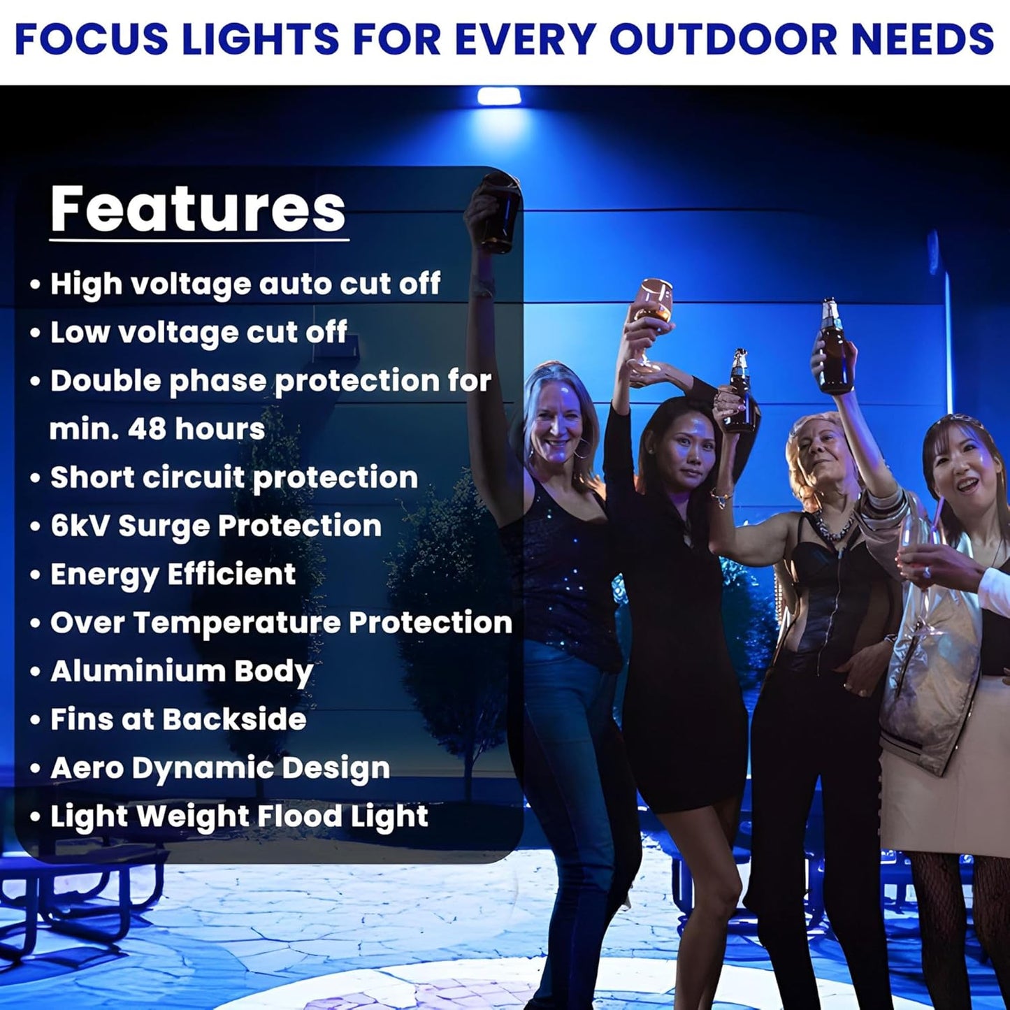 Dreamlux 60W Dusk to Dawn LED Waterproof Flood Light with Auto On/Off Day Night Sensor | BIS Approved | Aluminium Body, Color - Blue