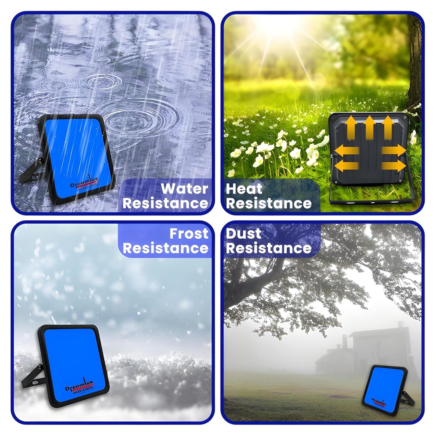 Dreamlux 60W Dusk to Dawn LED Waterproof Flood Light with Auto On/Off Day Night Sensor | BIS Approved | Aluminium Body, Color - Blue