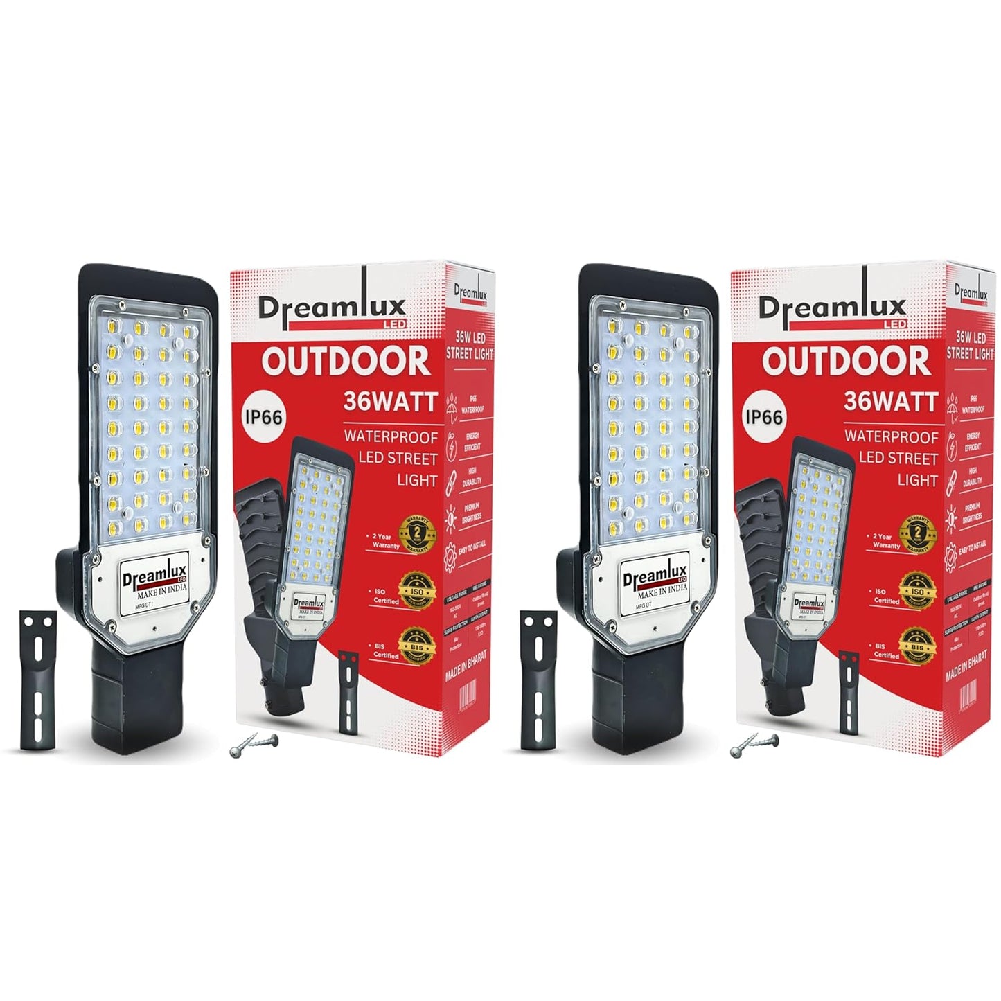 Dreamlux 36 Watt Led Street Light | IP66 Outdoor Waterproof Lens Technology Light for Home, Aluminium Body, Free Wall Mounting Clamp - Color : Cool White