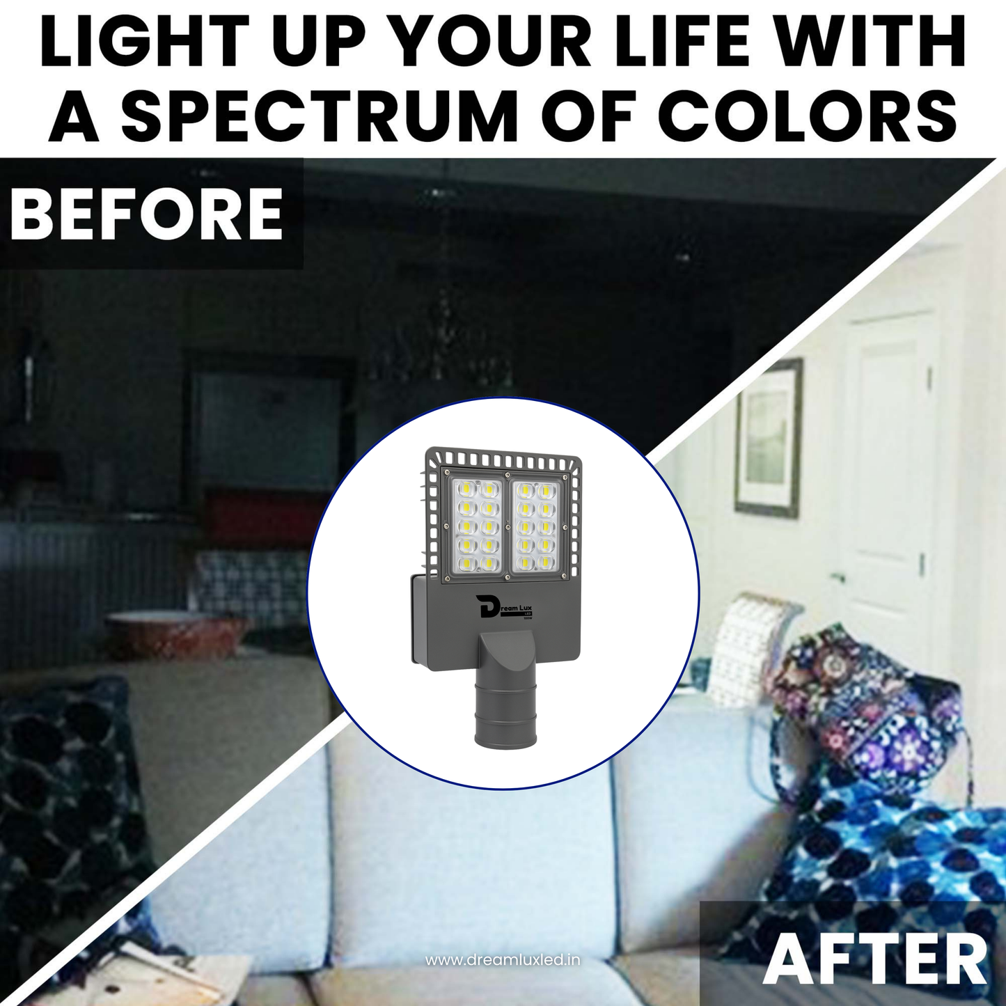 Dreamlux 100W LED Street Light with Back Cover LENS Technology | 5050 OSRAM LEDs | Wall Mount Clamp | IP66 Waterproof | 6kV Surge, UVP, OVP, LVP, SCP Protection | 190–200 LM/W | BIS/ISO Certified | 2 Year Warranty, Color : Cool White