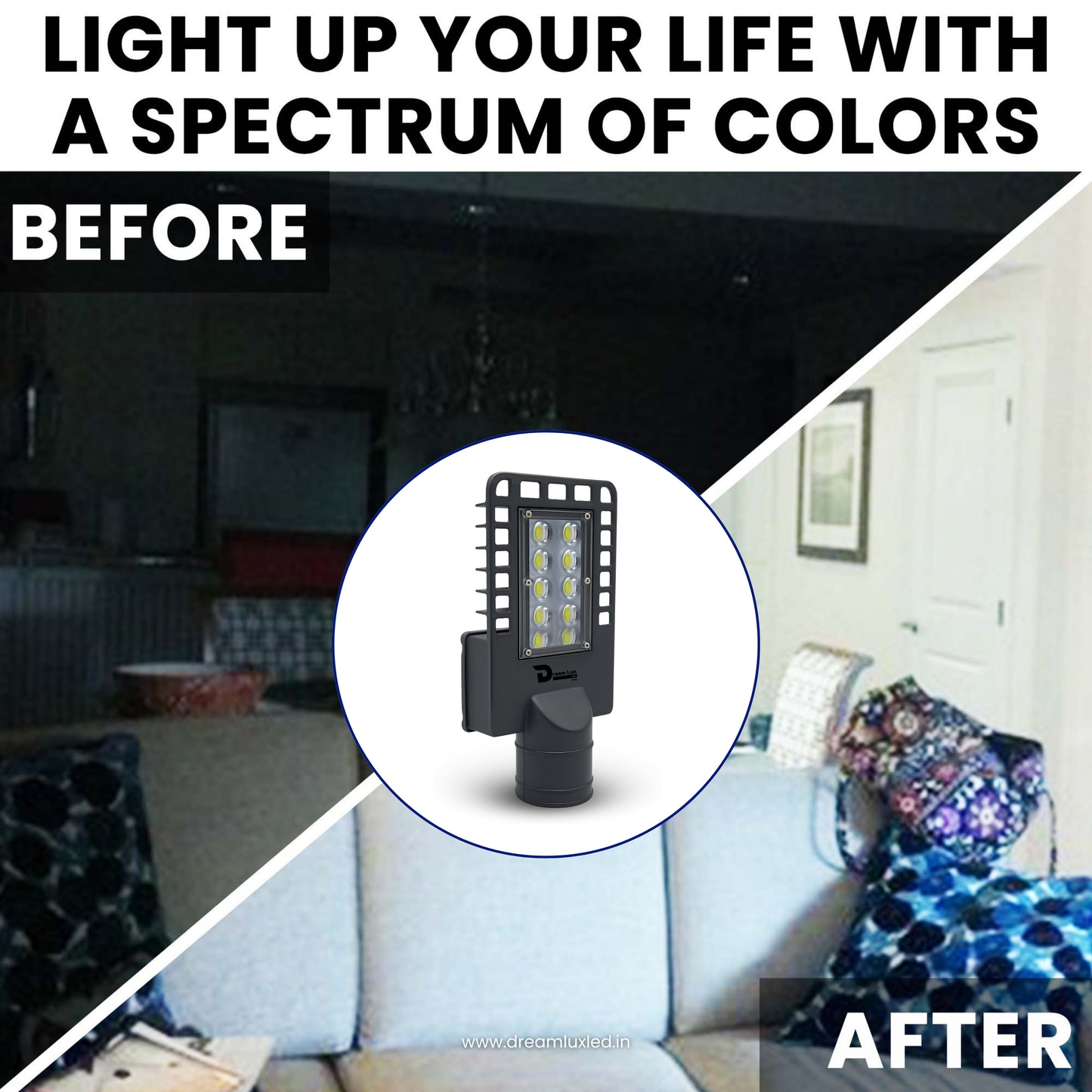 Dreamlux 50W LED Street Light with Back Cover LENS Technology | 5050 OSRAM LEDs | Wall Mount Clamp | IP66 Waterproof | 6kV Surge, UVP, OVP, LVP, SCP Protection | 140-150 LM/W | BIS/ISO Certified | 2 Year Warranty, Color : Cool White