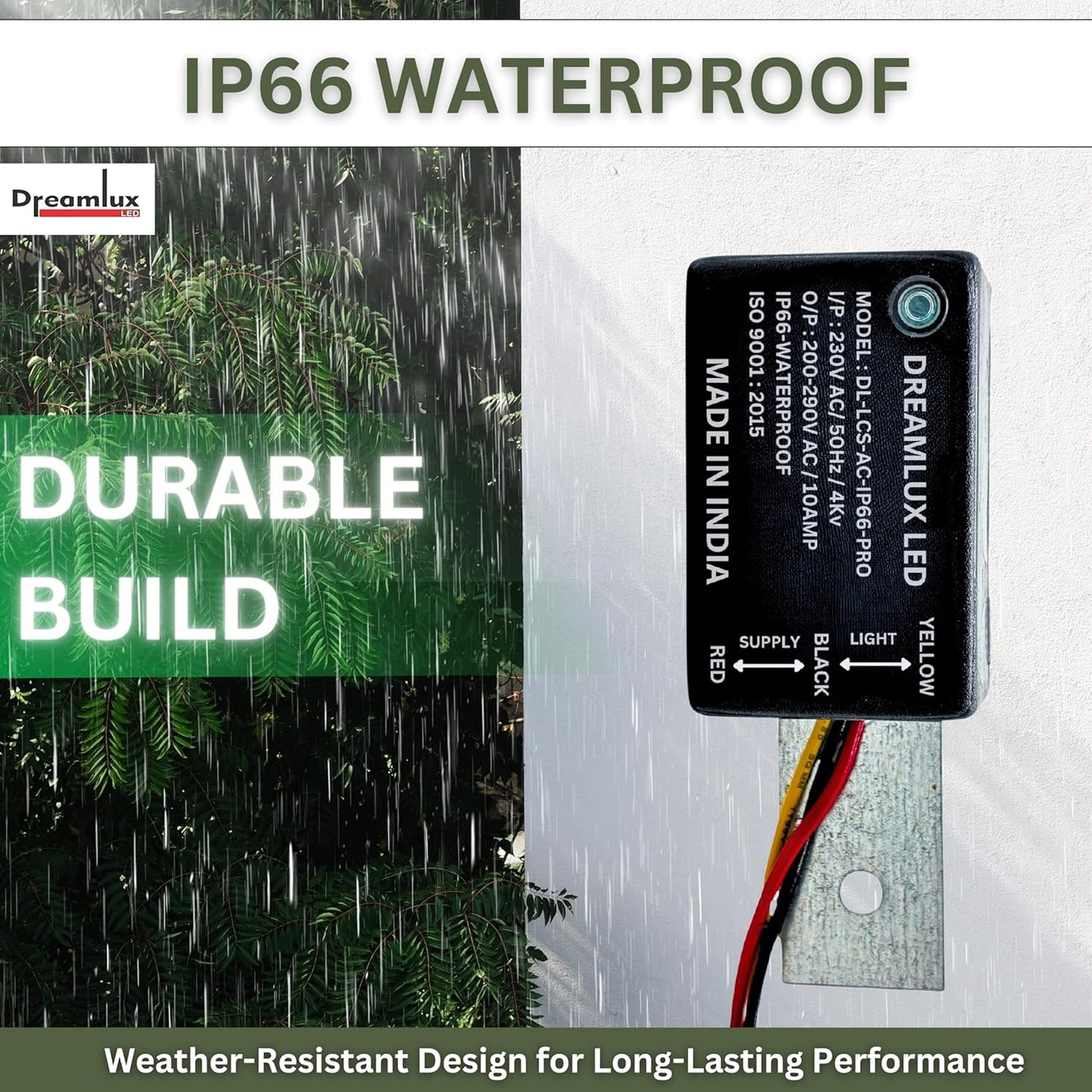 Dreamlux 10Amp 230V AC 50Hz LDR Sensor Pro - IP66 Waterproof Day Night Switch | Auto On Off | Photocell With 4kv Surge Protection