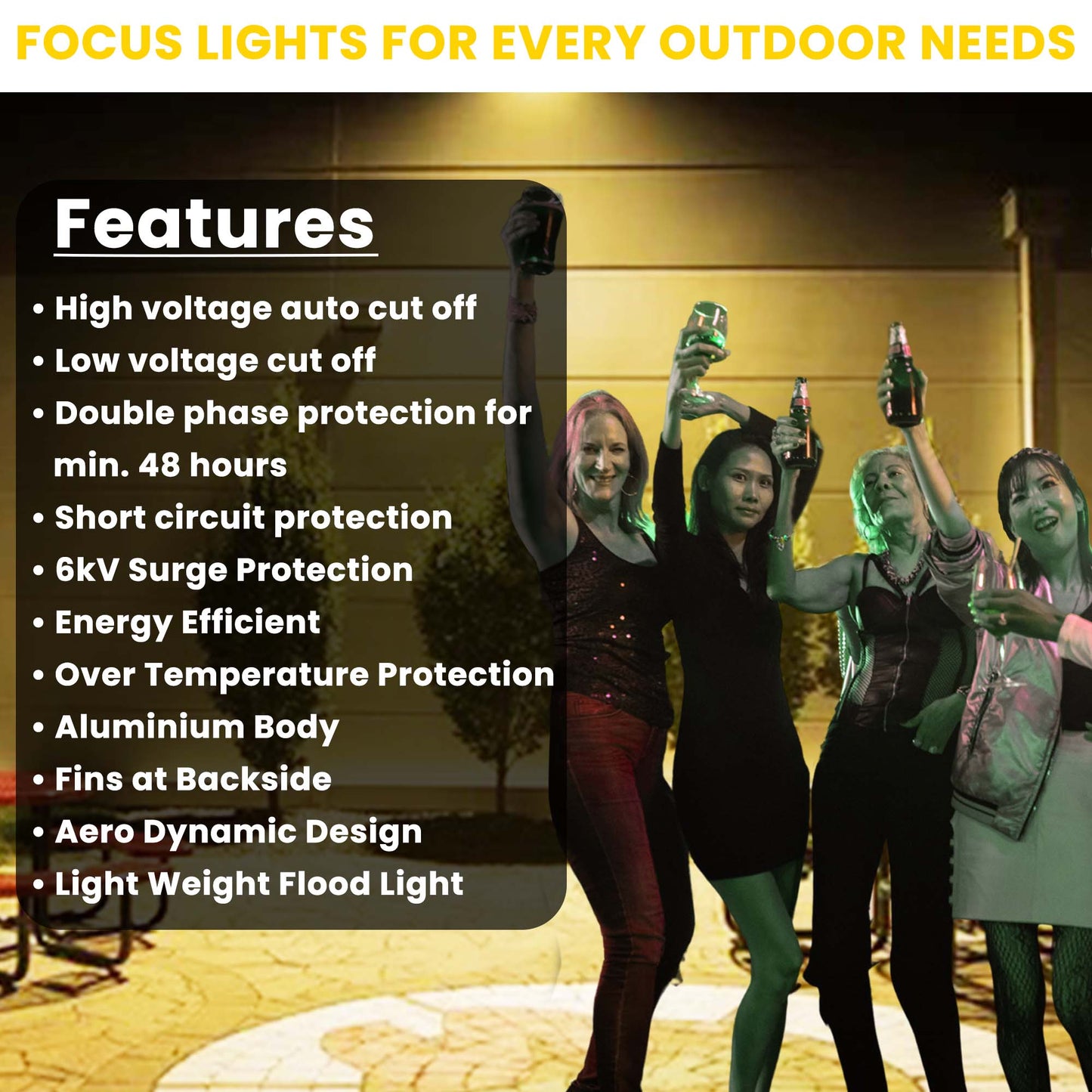 Dreamlux 60 Watt Light Down Chock | Outdoor Flood Lights IP66 Waterproof | Flood Light | Focus Lights | Ultra Bright | Aluminium Body | 85% Energy Saving,Durability (60W Warm White Color)