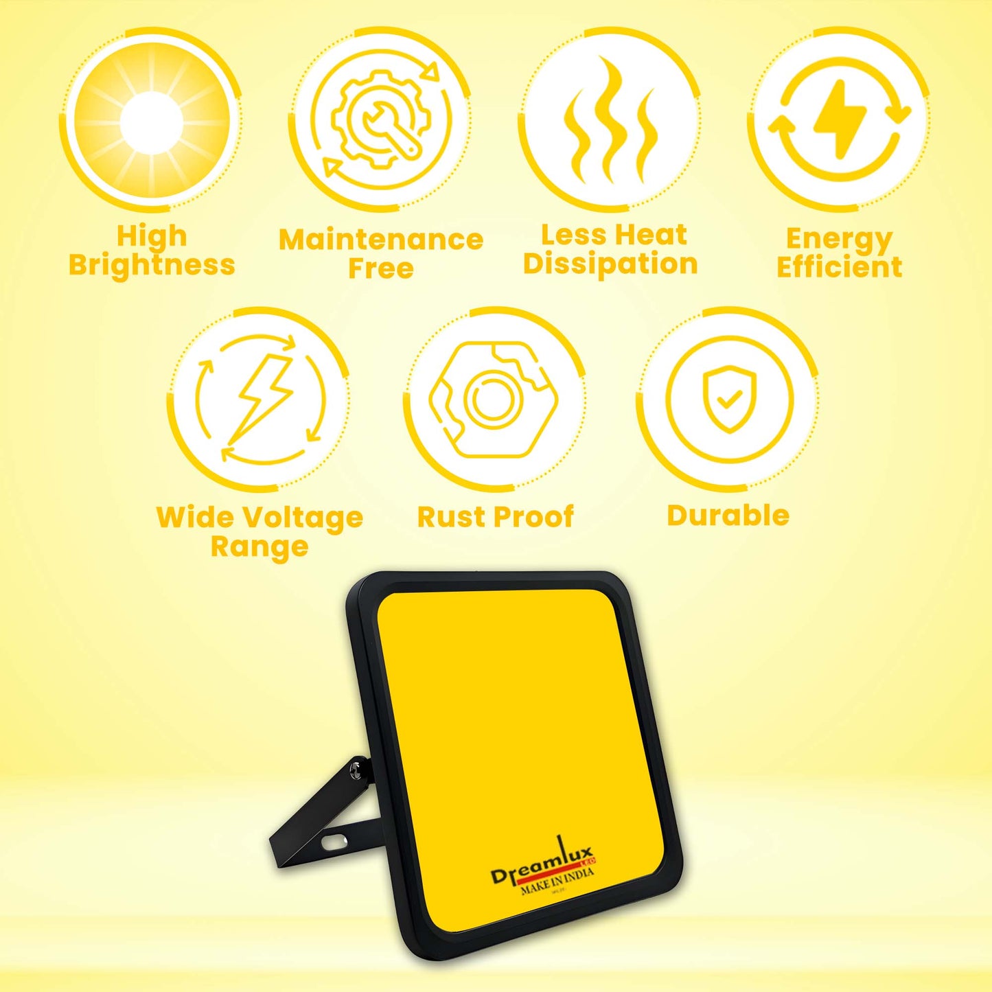 Dreamlux 60 Watt Light Down Chock | Outdoor Flood Lights IP66 Waterproof | Flood Light | Focus Lights | Ultra Bright | Aluminium Body | 85% Energy Saving,Durability (60W Warm White Color)