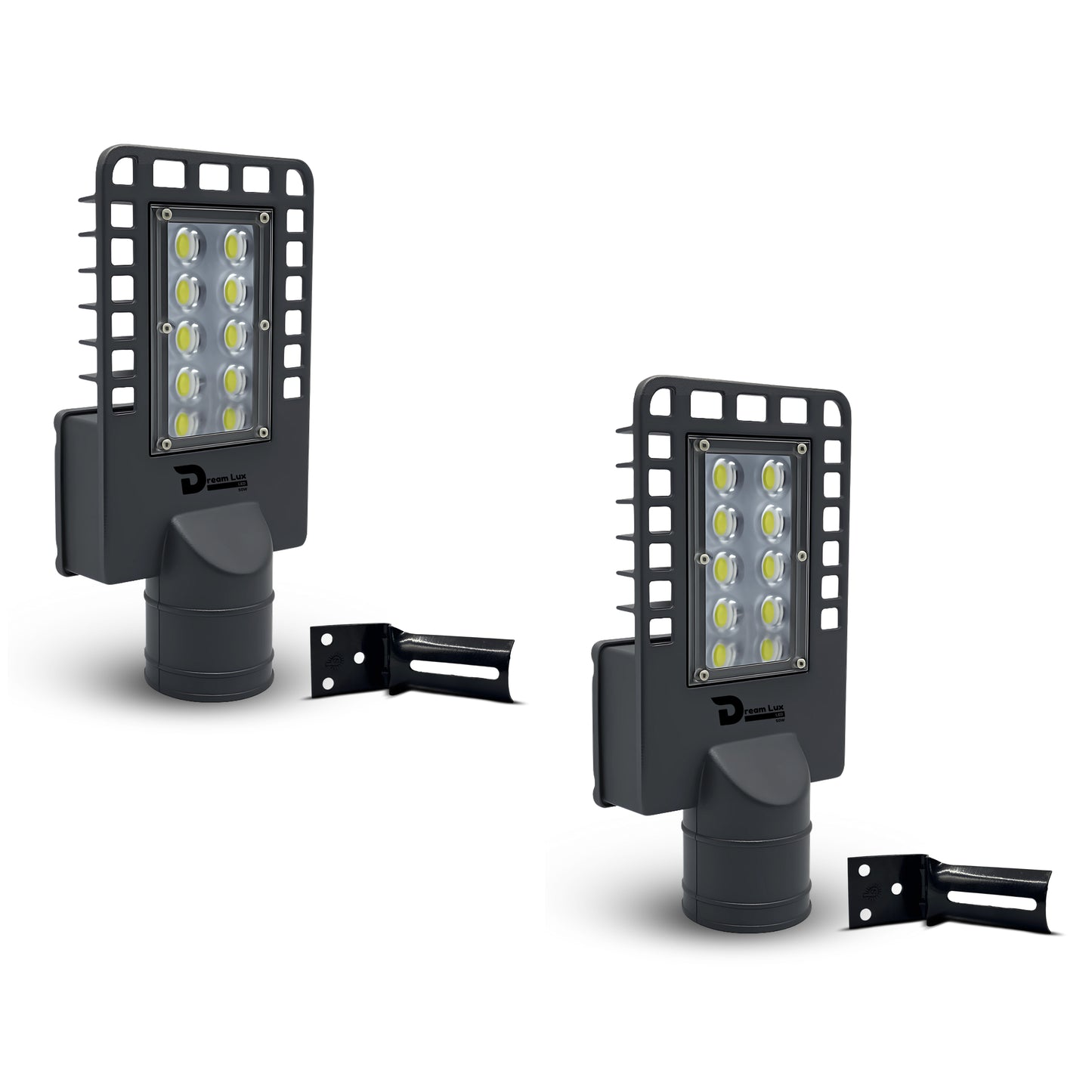 Dreamlux 50W LED Street Light with Back Cover LENS Technology | 5050 OSRAM LEDs | Wall Mount Clamp | IP66 Waterproof | 6kV Surge, UVP, OVP, LVP, SCP Protection | 140-150 LM/W | BIS/ISO Certified | 2 Year Warranty, Color : Cool White