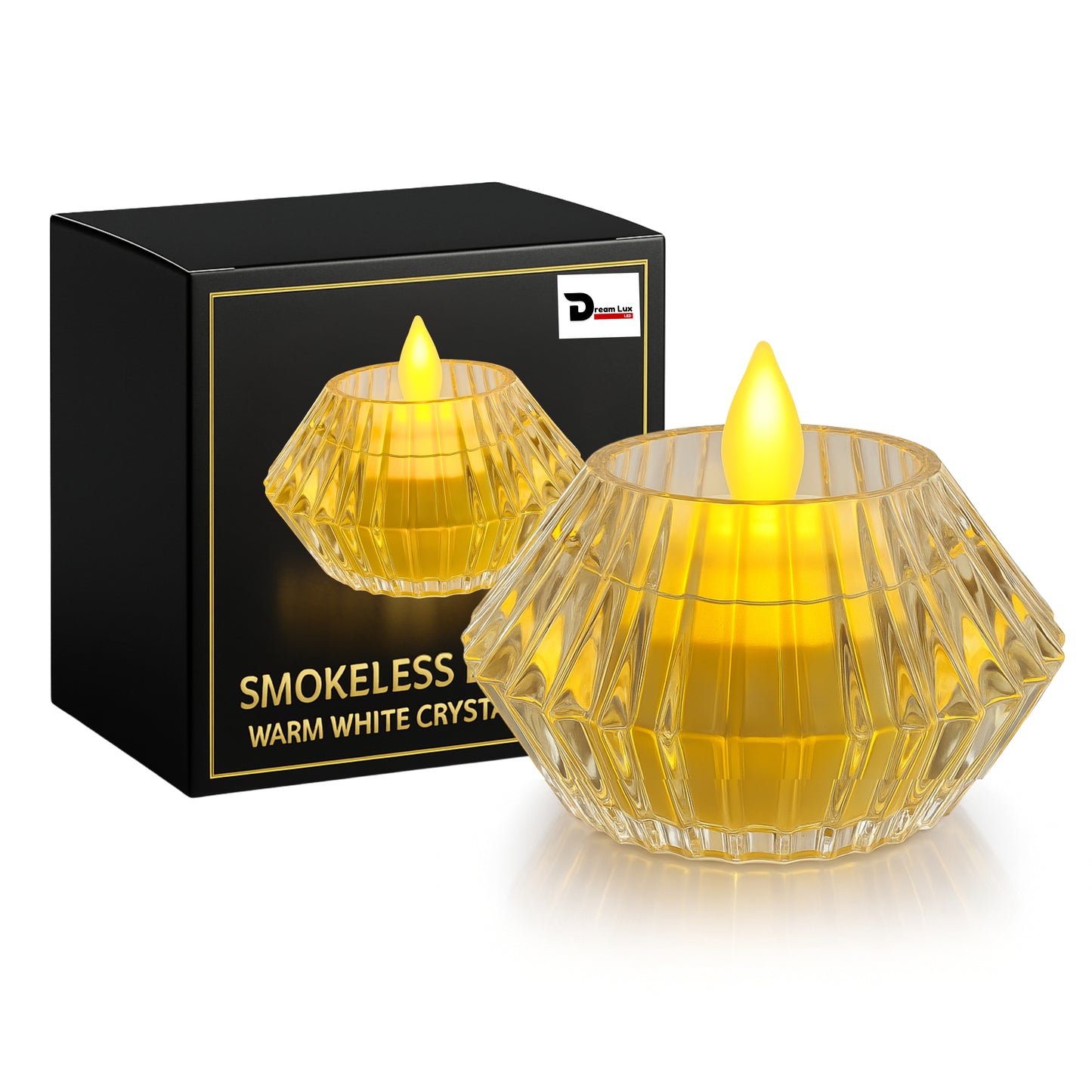 Dreamlux Round Crystal LED Diya| Smokeless Flameless Acrylic Tealight Candle | Battery Operated LED Diya Lights for Home Mandir, Puja & Diwali Decoration (Copy)