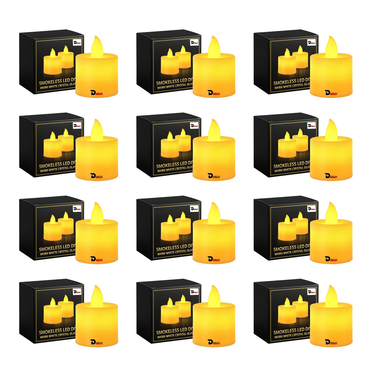 Dreamlux LED Tea Light Candles | Flameless & Smokeless Diya | Decorative Acrylic Tealight Candle for Home, Room, Table, Pooja Room & Festival Décor (Yellow)