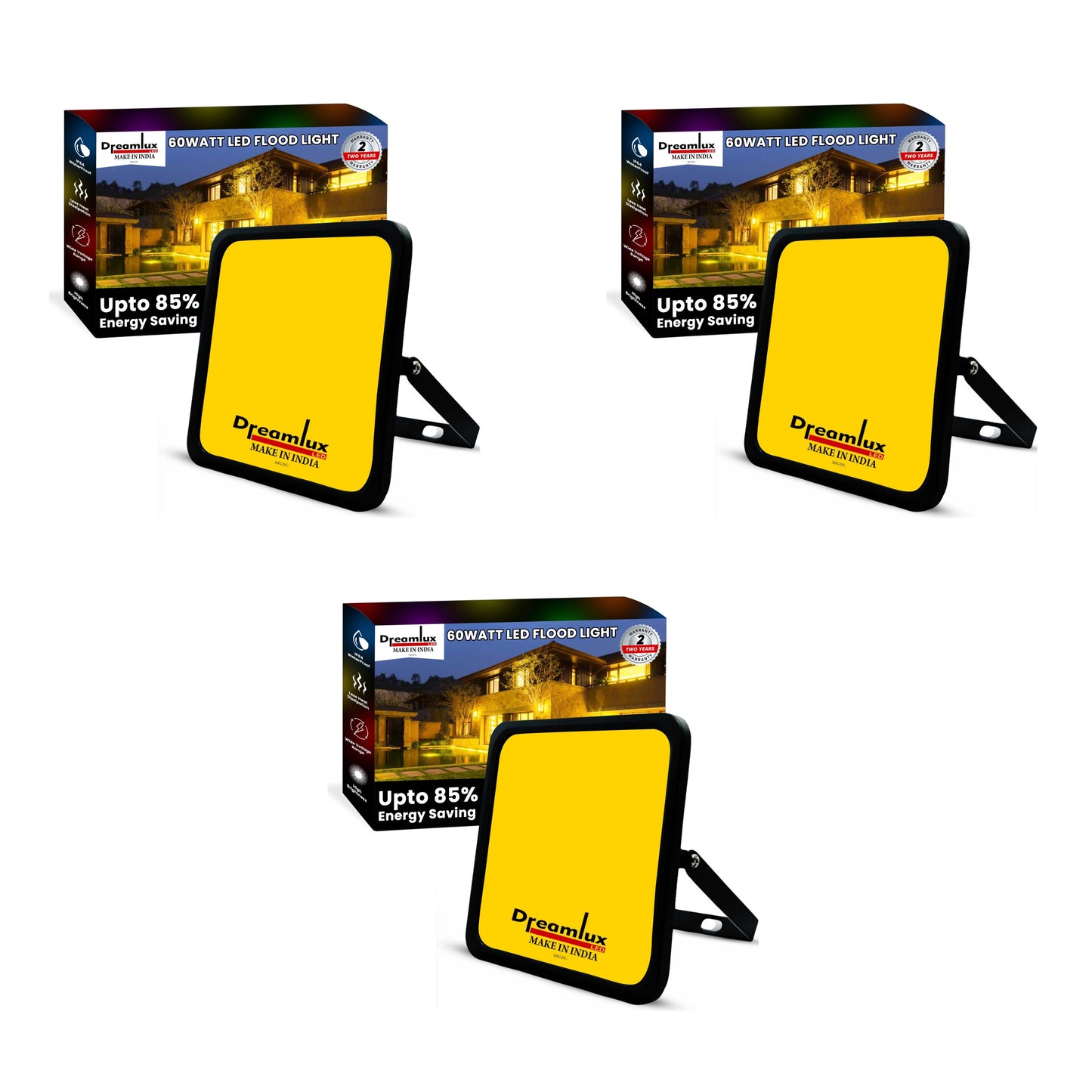 Dreamlux 60 Watt Light Down Chock | Outdoor Flood Lights IP66 Waterproof | Flood Light | Focus Lights | Ultra Bright | Aluminium Body | 85% Energy Saving,Durability (60W Warm White Color)