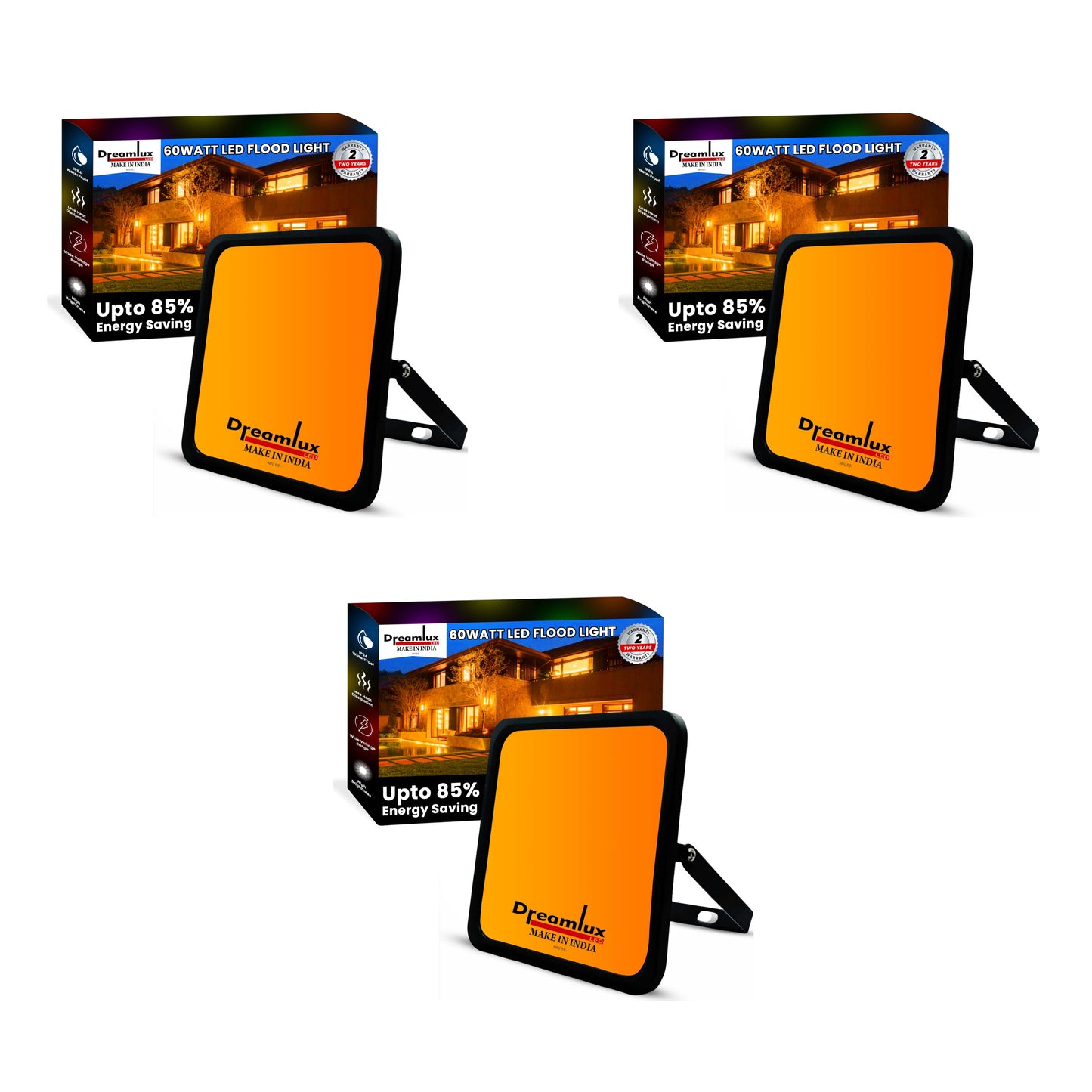 Dreamlux 60 Watt Light Down Chock | Outdoor Flood Lights IP66 Waterproof | Flood Light | Focus Lights | Ultra Bright | Aluminium Body | 85% Energy Saving,Durability (60W Orange Color)