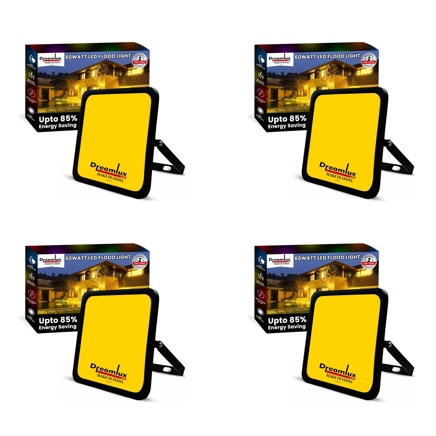 Dreamlux 60 Watt Light Down Chock | Outdoor Flood Lights IP66 Waterproof | Flood Light | Focus Lights | Ultra Bright | Aluminium Body | 85% Energy Saving,Durability (60W Warm White Color)