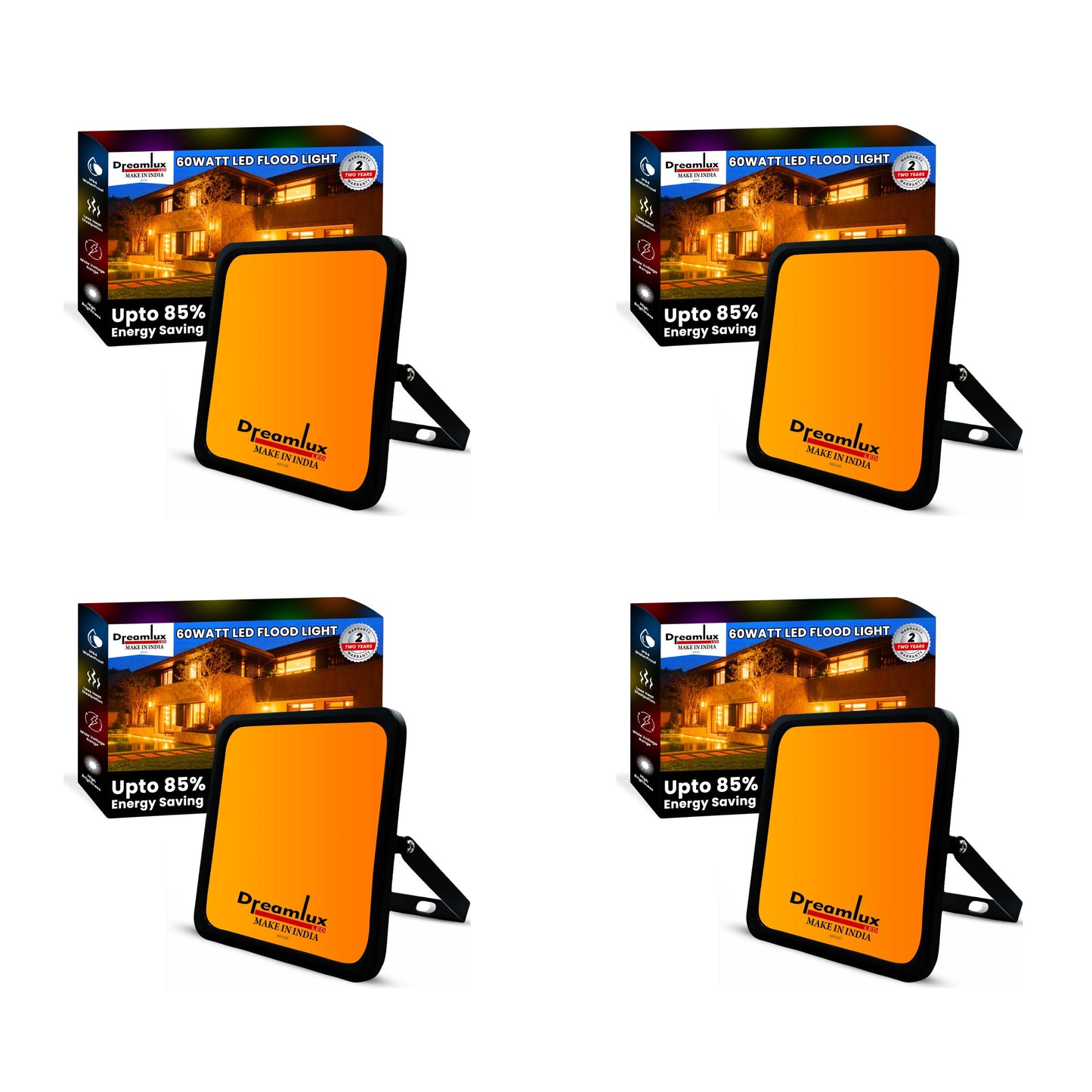 Dreamlux 60 Watt Light Down Chock | Outdoor Flood Lights IP66 Waterproof | Flood Light | Focus Lights | Ultra Bright | Aluminium Body | 85% Energy Saving,Durability (60W Orange Color)