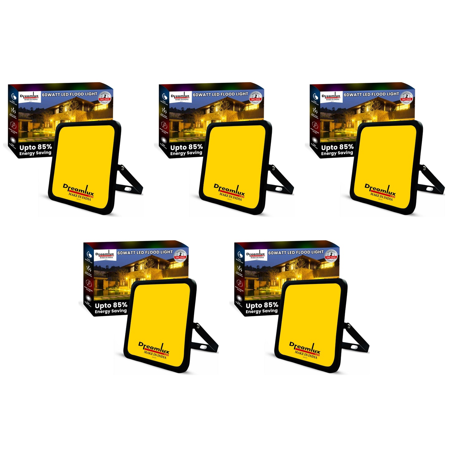 Dreamlux 60 Watt Light Down Chock | Outdoor Flood Lights IP66 Waterproof | Flood Light | Focus Lights | Ultra Bright | Aluminium Body | 85% Energy Saving,Durability (60W Warm White Color)