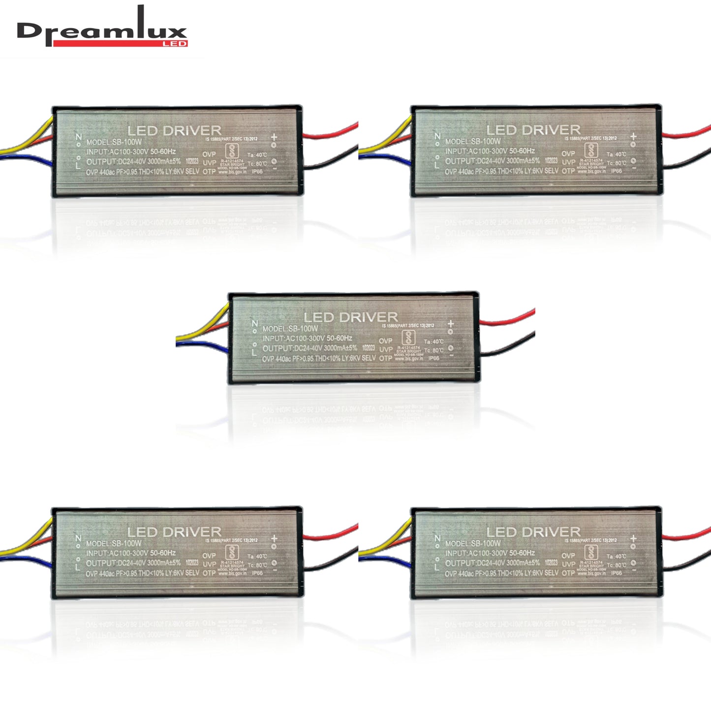 Dreamlux 100watt 3000mA IP66 Led Driver With 2-Year Warranty and 6Kv Surge,OVP,UVP,OTP Protection for Street/Flood Light Repairing (Color : Black)
