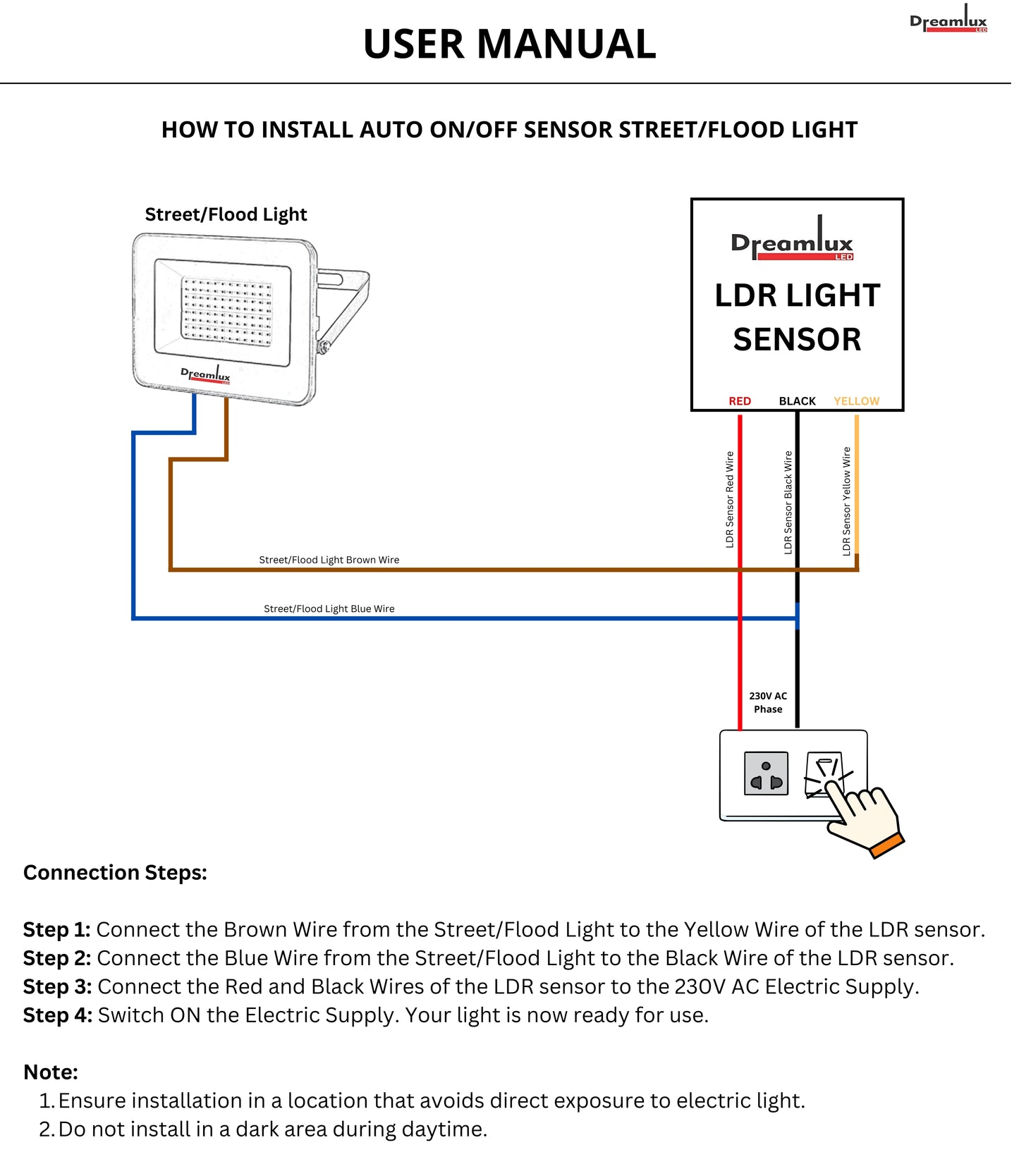 Dreamlux 60W Dusk to Dawn LED Waterproof Flood Light with Auto On/Off Day Night Sensor | BIS Approved | Aluminium Body, Color - Cool White