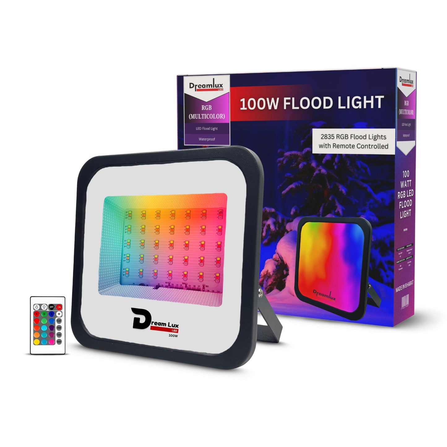 Dreamlux 100W RGB Flood Light with Remote Control | Decoration Light, 2835 LED - Color : Multicolor