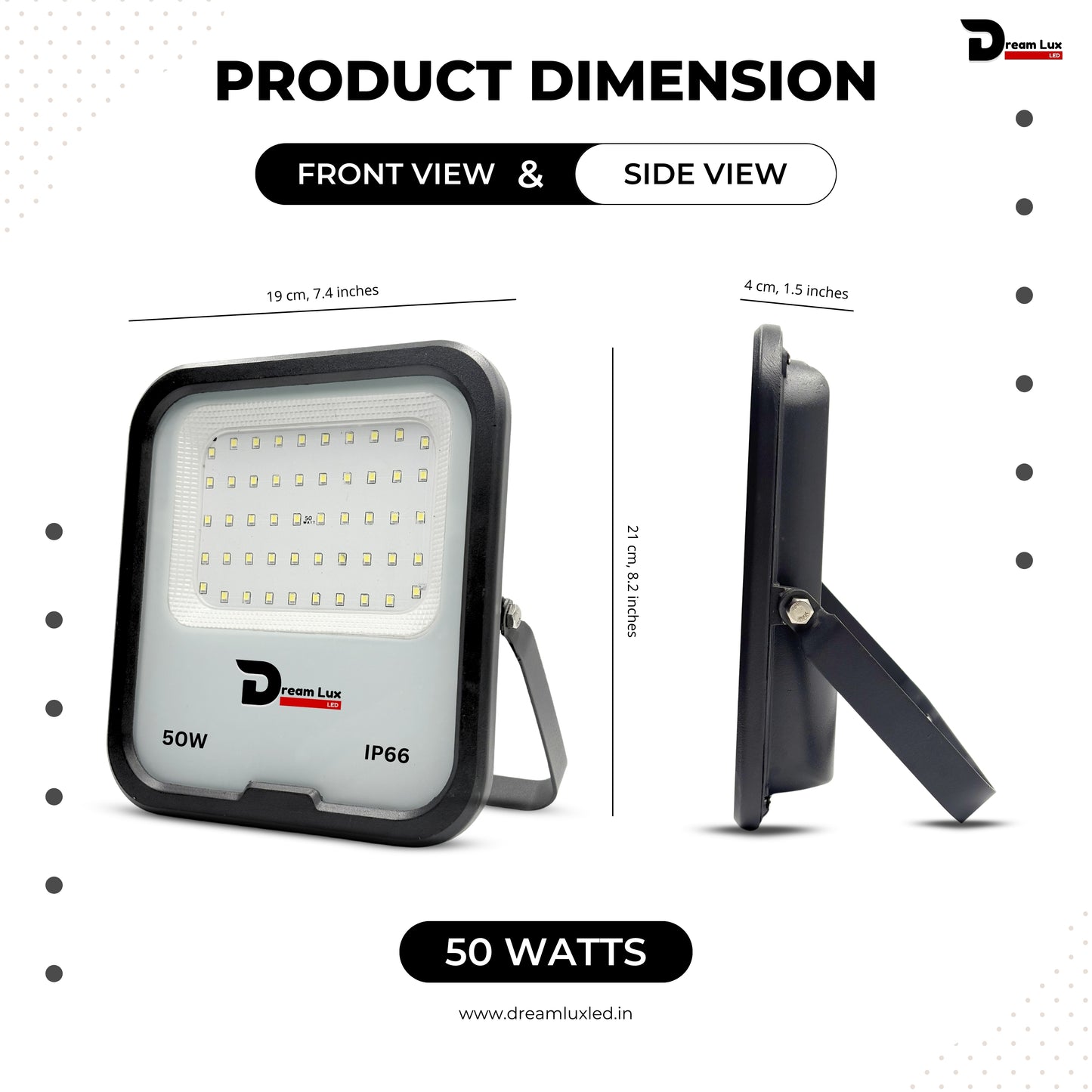 Dreamlux 50W LED Flood Light with Dusk to Dawn Sensor | Cool White 6500K | Automatic Day-Night On/Off | IP66 Waterproof, 6Kv Surge Protection Focus Light for Garden & Shop (50W, LDR Sensor)