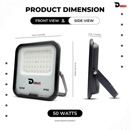 Dreamlux 50W LED Flood Light with Dusk to Dawn Sensor | Cool White 6500K | Automatic Day-Night On/Off | IP66 Waterproof, 6Kv Surge Protection Focus Light for Garden & Shop (50W, LDR Sensor)