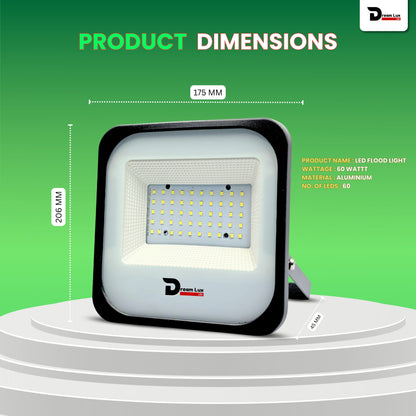 Dreamlux 60 Watt Light Down Chock | Outdoor Flood Lights IP66 Waterproof | Flood Light | Focus Lights | Ultra Bright | Aluminium Body | 85% Energy Saving,Durability (60W Green Color)