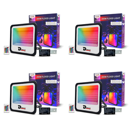 Dreamlux 200Watts RGB 2835 LED Flood Light, LDR Sensor, Dusk to Dawn Sensor, Aluminium Housing, 16 Colours & 4 Modes, IP66 Waterproof, 2 Years Warranty (200W RGB with LDR Sensor)