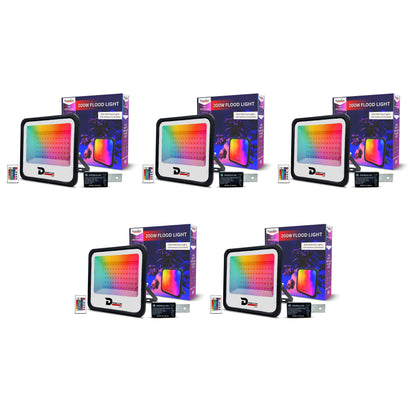 Dreamlux 200Watts RGB 2835 LED Flood Light, LDR Sensor, Dusk to Dawn Sensor, Aluminium Housing, 16 Colours & 4 Modes, IP66 Waterproof, 2 Years Warranty (200W RGB with LDR Sensor)