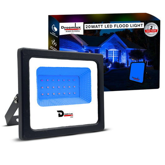 Dreamlux 20W LED Flood Light | IP66 Waterproof Indoor & Outdoor Focus Light for Decoration, Energy-Efficient Halogen Light, Lighting Fixtures for Wall & Home, Color : Blue