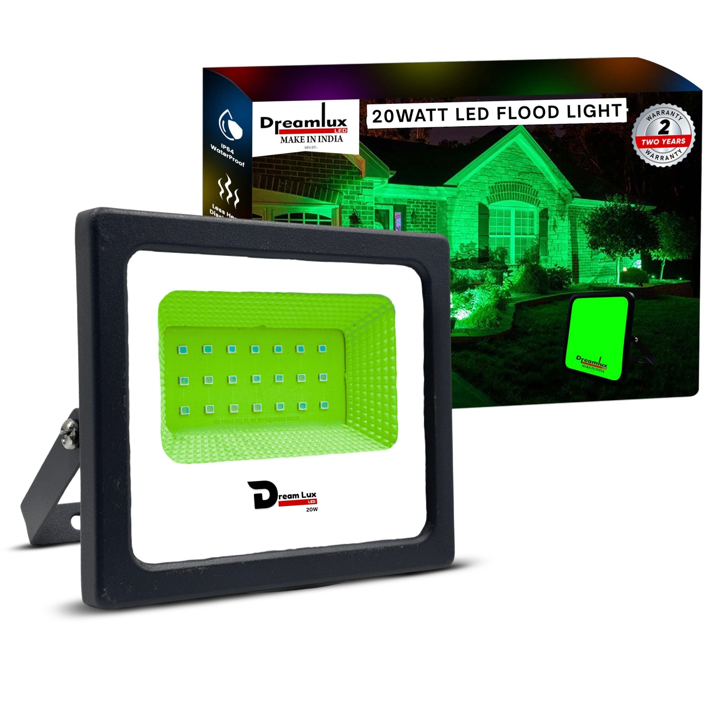 Dreamlux 20W LED Flood Light | IP66 Waterproof Indoor & Outdoor Focus Light for Decoration, Energy-Efficient Halogen Light, Lighting Fixtures for Wall & Home, Color : Green
