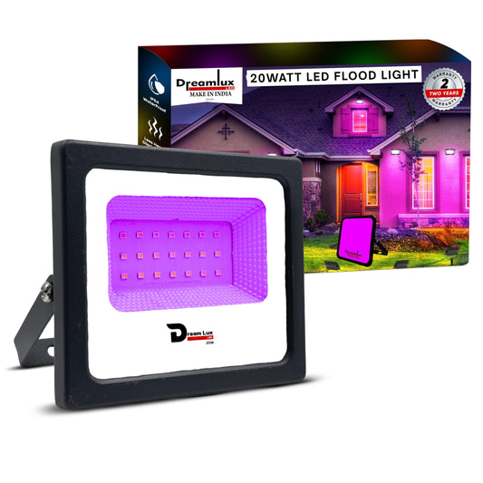 Dreamlux 20W LED Flood Light | IP66 Waterproof Indoor & Outdoor Focus Light for Decoration, Energy-Efficient Halogen Light, Lighting Fixtures for Wall & Home, Color : Pink