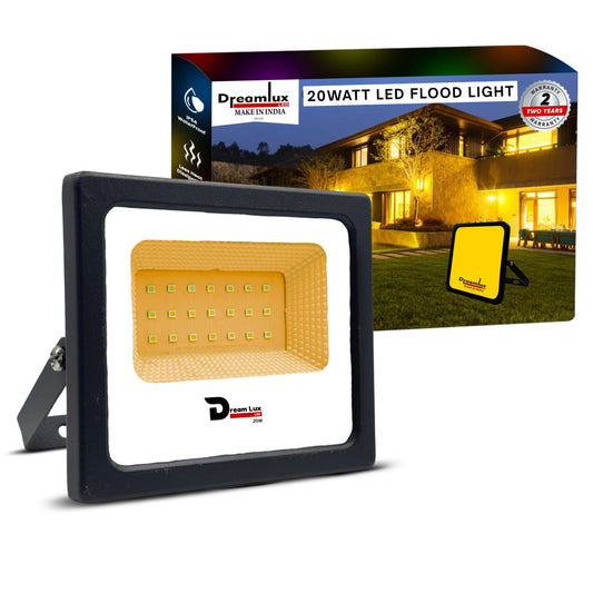 Dreamlux 20W LED Flood Light | IP66 Waterproof Indoor & Outdoor Focus Light for Decoration, Energy-Efficient Halogen Light, Lighting Fixtures for Wall & Home, Color : Warm White