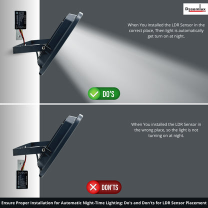 Dreamlux 60W Dusk to Dawn LED Waterproof Flood Light with Auto On/Off Day Night Sensor | BIS Approved | Aluminium Body, Color - Cool White