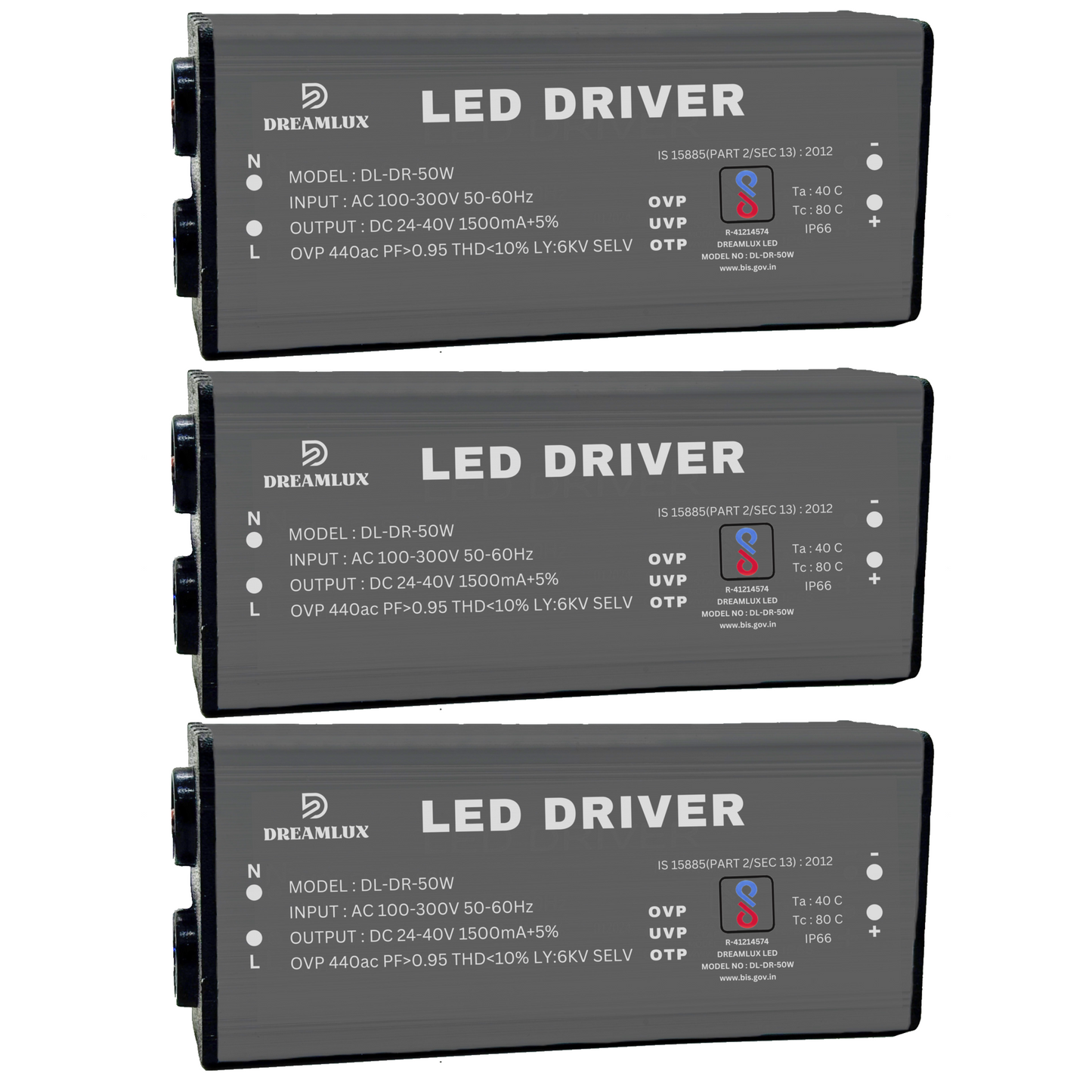 Dreamlux 50watt 1500mA IP65 Led Driver With 6Kv Surge,OVP,UVP,OTP Protection for Street/Flood Light Repairing | BIS Approved | IP65 Waterproof - (Color : Black)